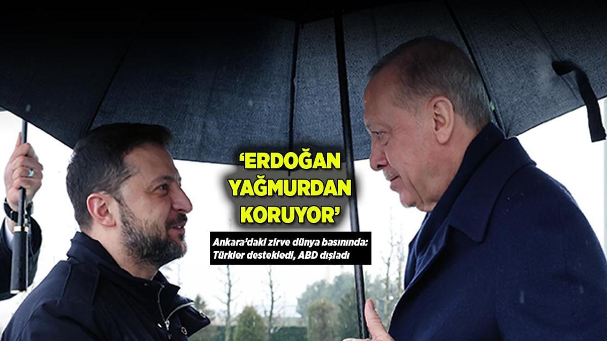 Son dakika… Dünya basını Erdoğan-Zelenskiy görüşmesini böyle gördü: ‘Erdoğan yağmurdan koruyor’